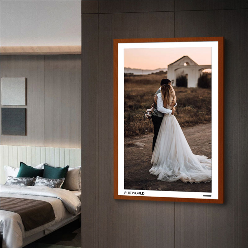 Moldura digital para foto de vídeo de casamento no quarto